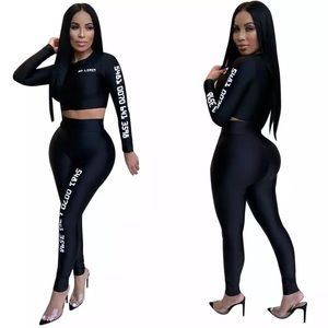 FASHION NOVA Black Two piece Pant set